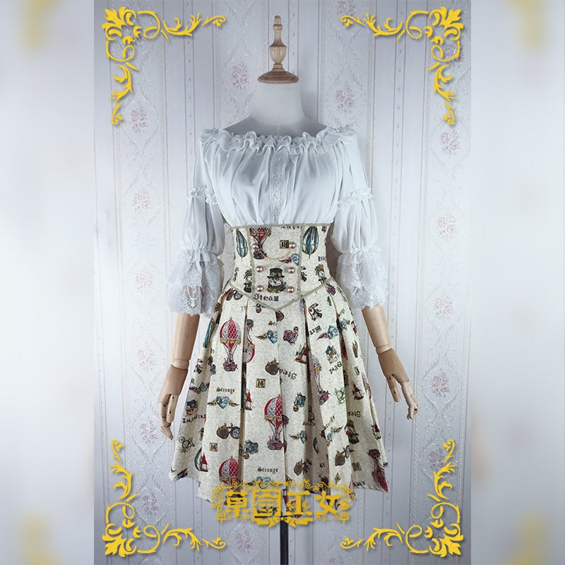 Strawberry Witch - Mechanical Balloon - Lolita Fish-bone SK Skirt S maize-yellow
