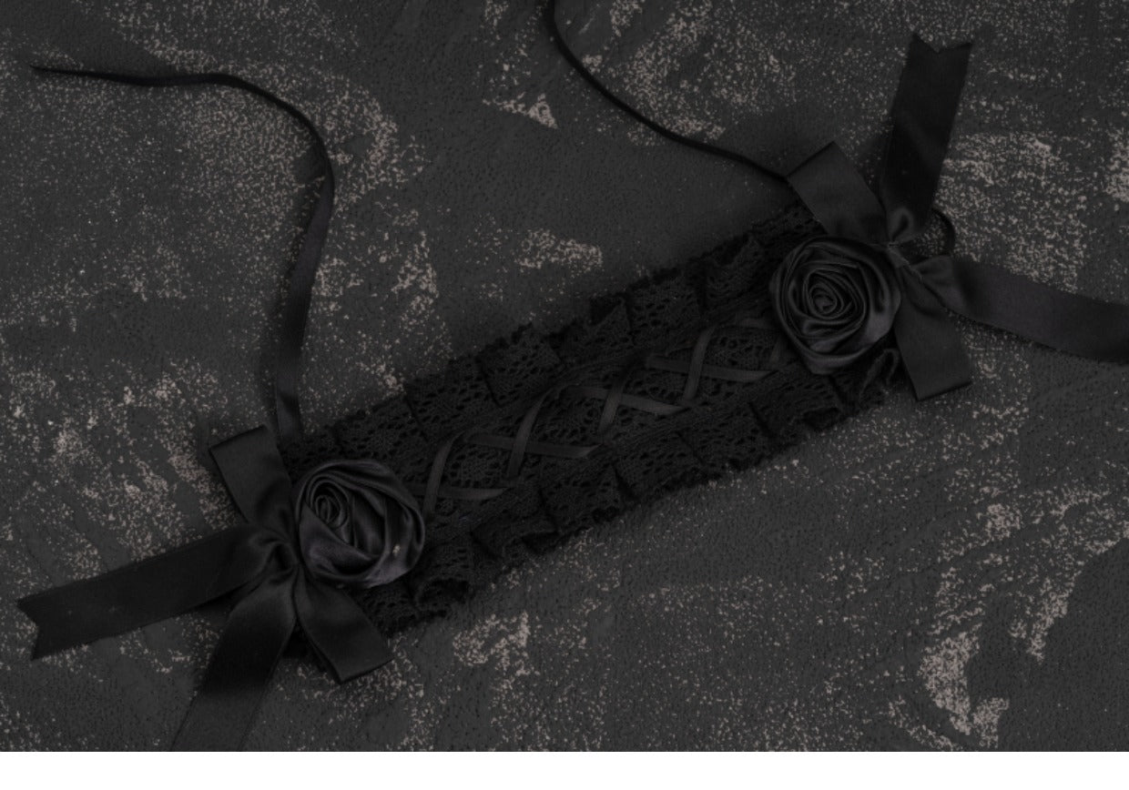 Strange Sugar~Gothic Handmade Black Rose Hairband   