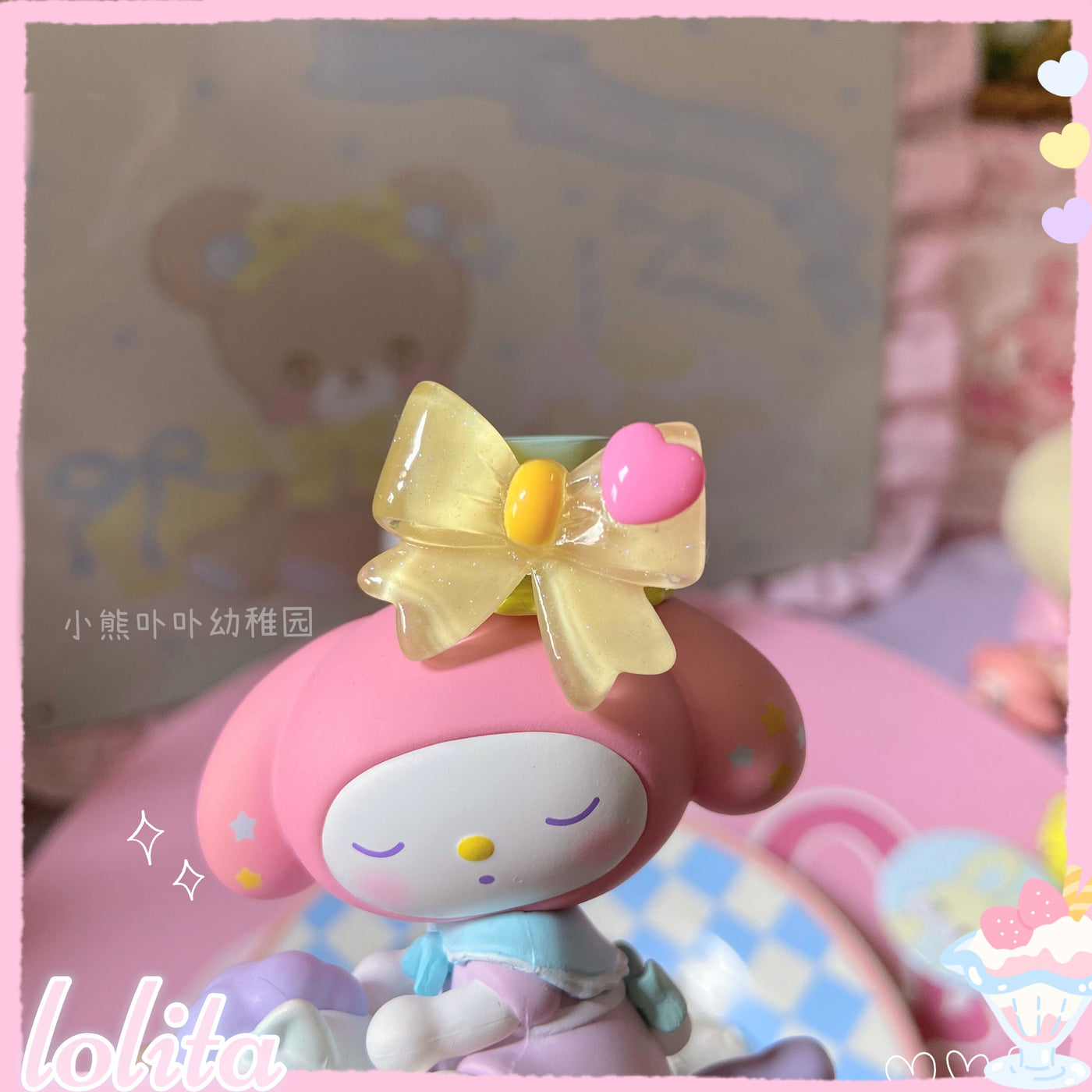 (Buyforrme)Bear Doll~Kawaii and Sweet Lolita Bowknot Ring fine shimmery yellow  