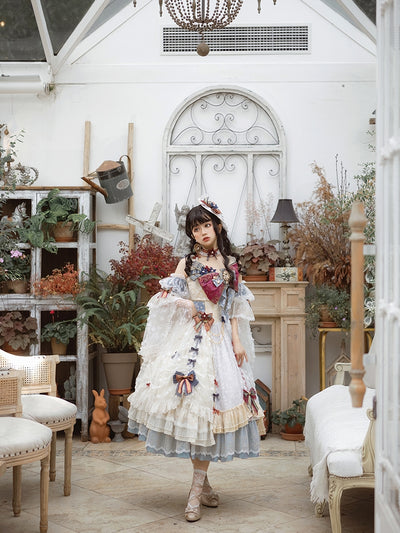 Fantastic Wind ~ Fairytale OP Embroidered Princess Lolita Dress S snow white(without hat) 