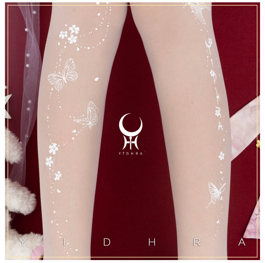 Yidhra - Butterfly Flowers - Summer 20D Velvet Lolita Tights