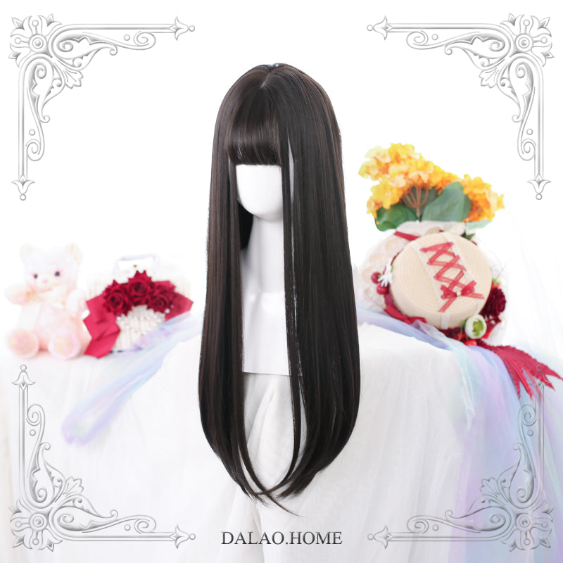 Dalao Home~Lolita JaneNye 65cm Straight Wig Black free size brown black (02-09) 