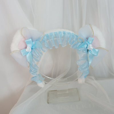 MaoJiang Handmade~Kawaii Lolita Bear Ears Headband light blue  