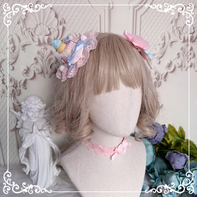 Chestnut Lolita~Sweet Lolita Clips Cake Cream Headwear pink choker  