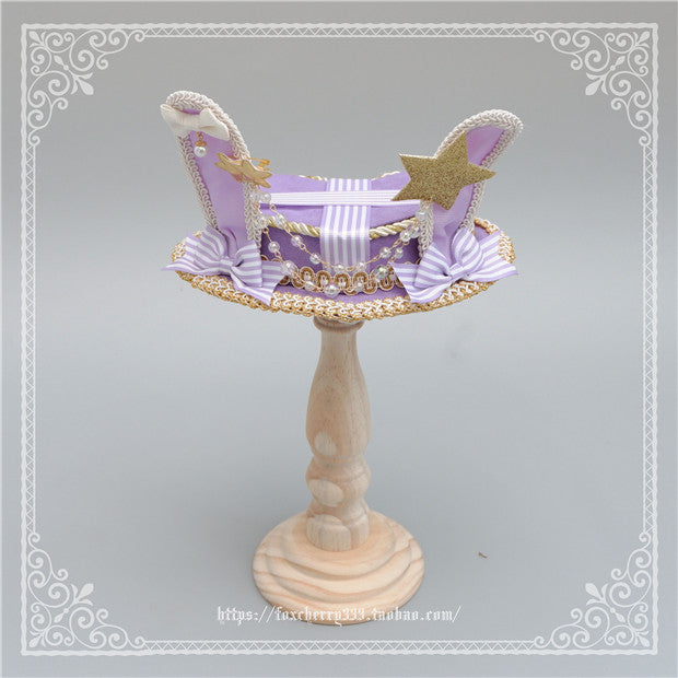 Fox Cherry~Lolita Rabbit Ears Top Hat Multiple colors free size purple 