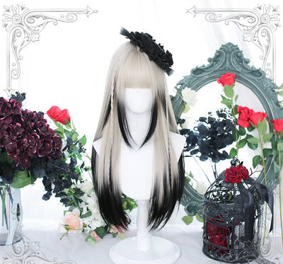 Dalao Home~Lolita Long Straight Gradient Black Wig gradient black  