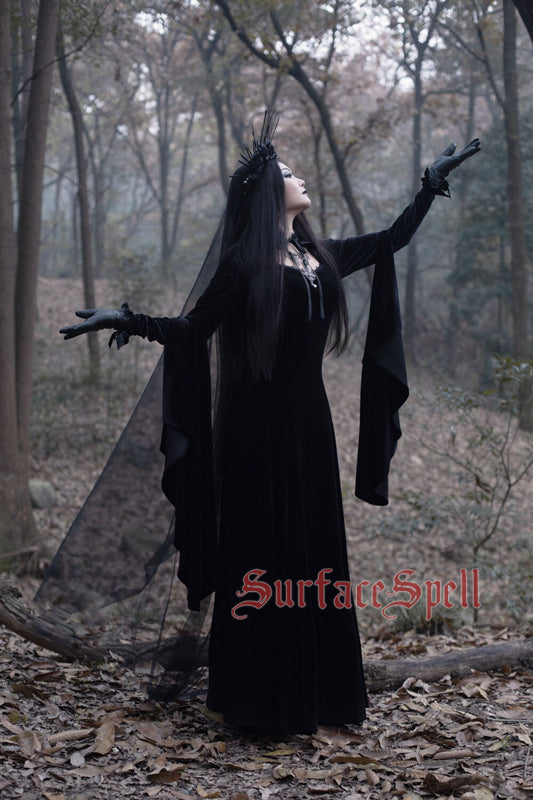 Surface Spell~Black Madonna~Gothic Lolita Medieval OP Dress custom size black 