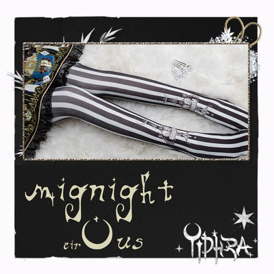 Yidhra~Midnight Circus~Argyle Digital Print Lolita Stockings free size polar day - stripes pattern tights 