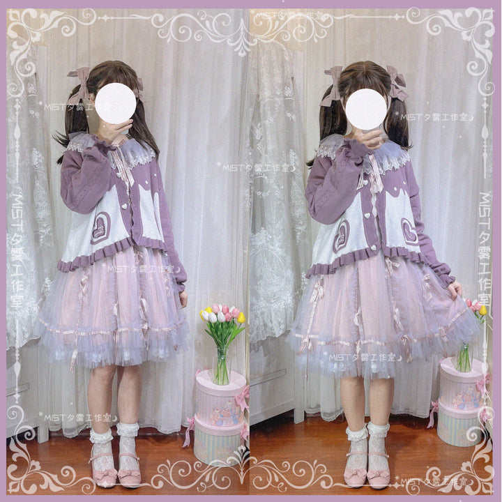 MIST~Beating Heart~Sweet Lolita Thick Sweater Coat Puff Sleeve   