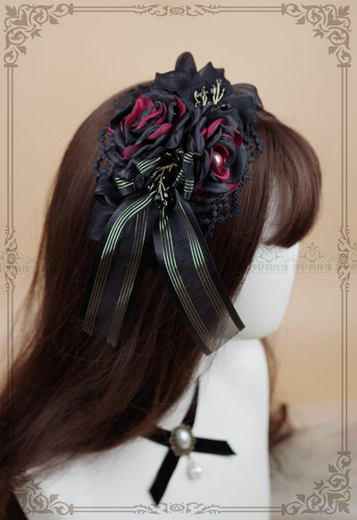 Rose of Sharon~Rose Ribbon Lace Lolita KC black+red  