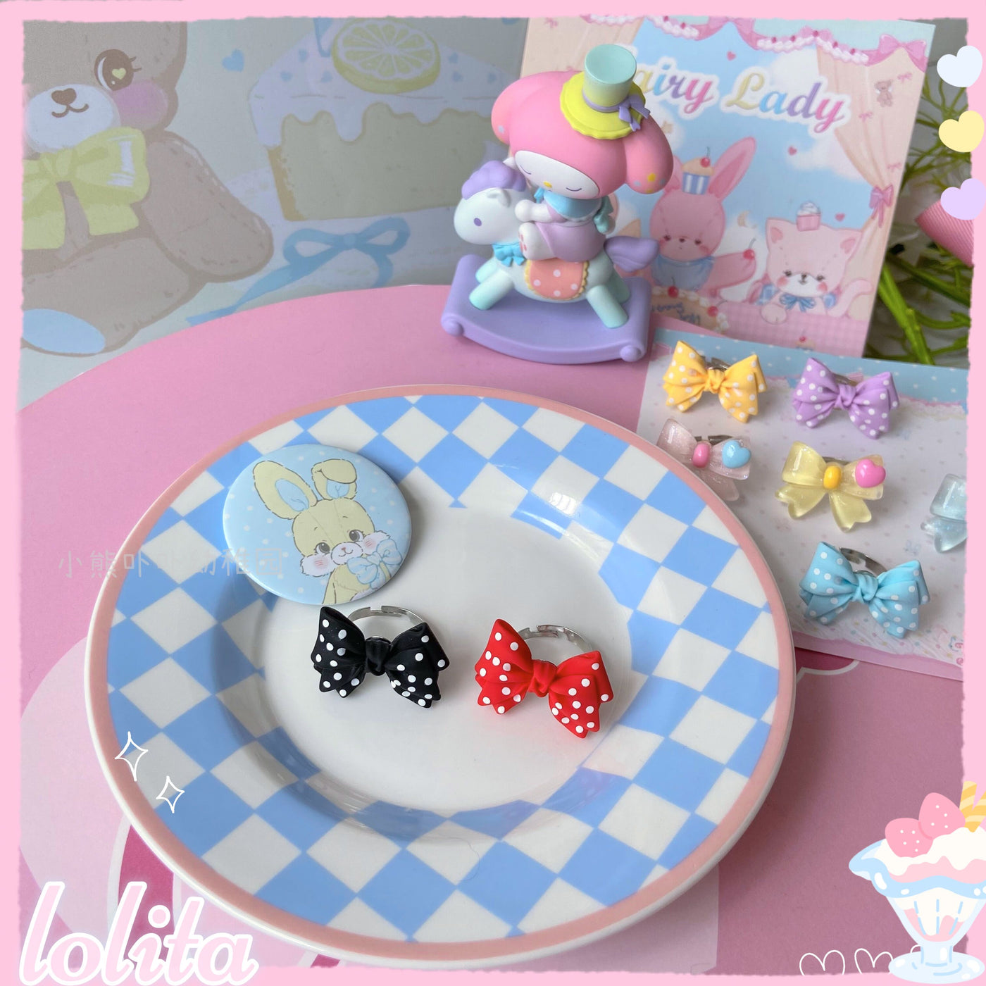 (Buyforrme)Bear Doll~Kawaii and Sweet Lolita Bowknot Ring   