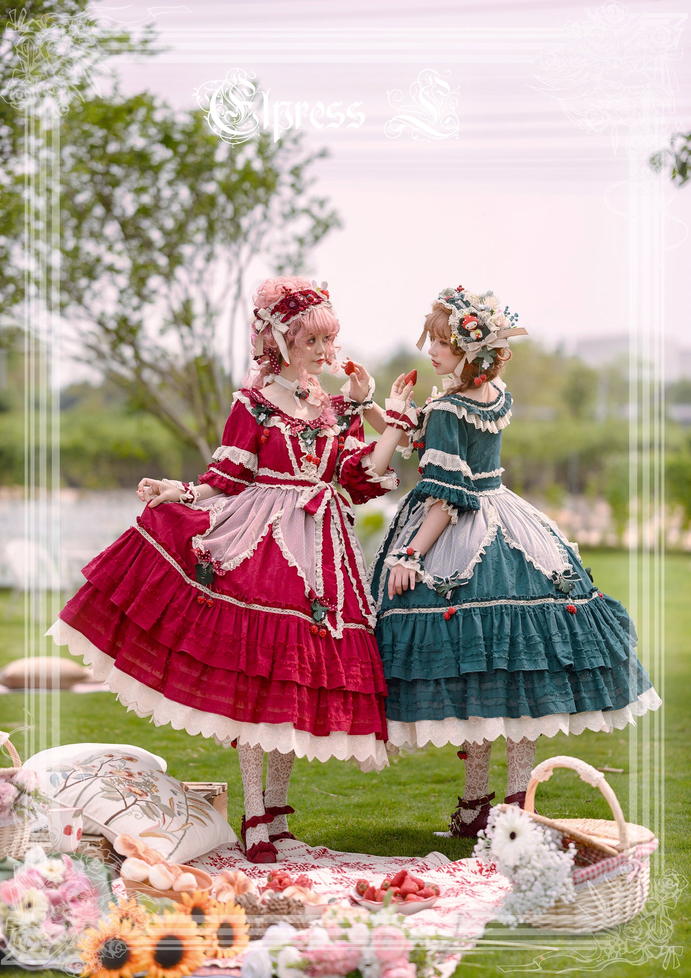 Elpress L~Sweet Charlie~Strawberry Country Lolita Pastoral OP   