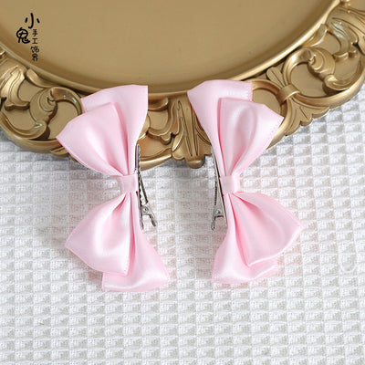 Xiaogui - Sweet Lolita Ponytail Lolita Bow Hair Clips light pink