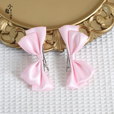 Xiaogui~Sweet Lolita Ponytail Lolita Bow Hair Clips light pink  