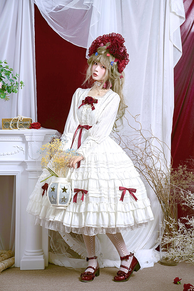 Dawn and Morning - Rozen Maiden - Elegant Lolita Jumper Dress 2XL White Long Sleeve Blouse