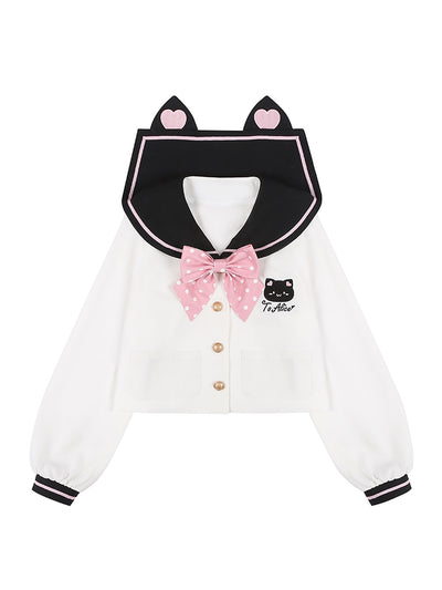(Buyforme)To Alice~Sweet Lolita Black Cat Ear JK Suit Top 0 white JK top 