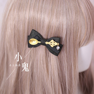 Xiaogui~Gothic Accessories Lolita Bow KC Hairclip No.6 spoon bead clip  