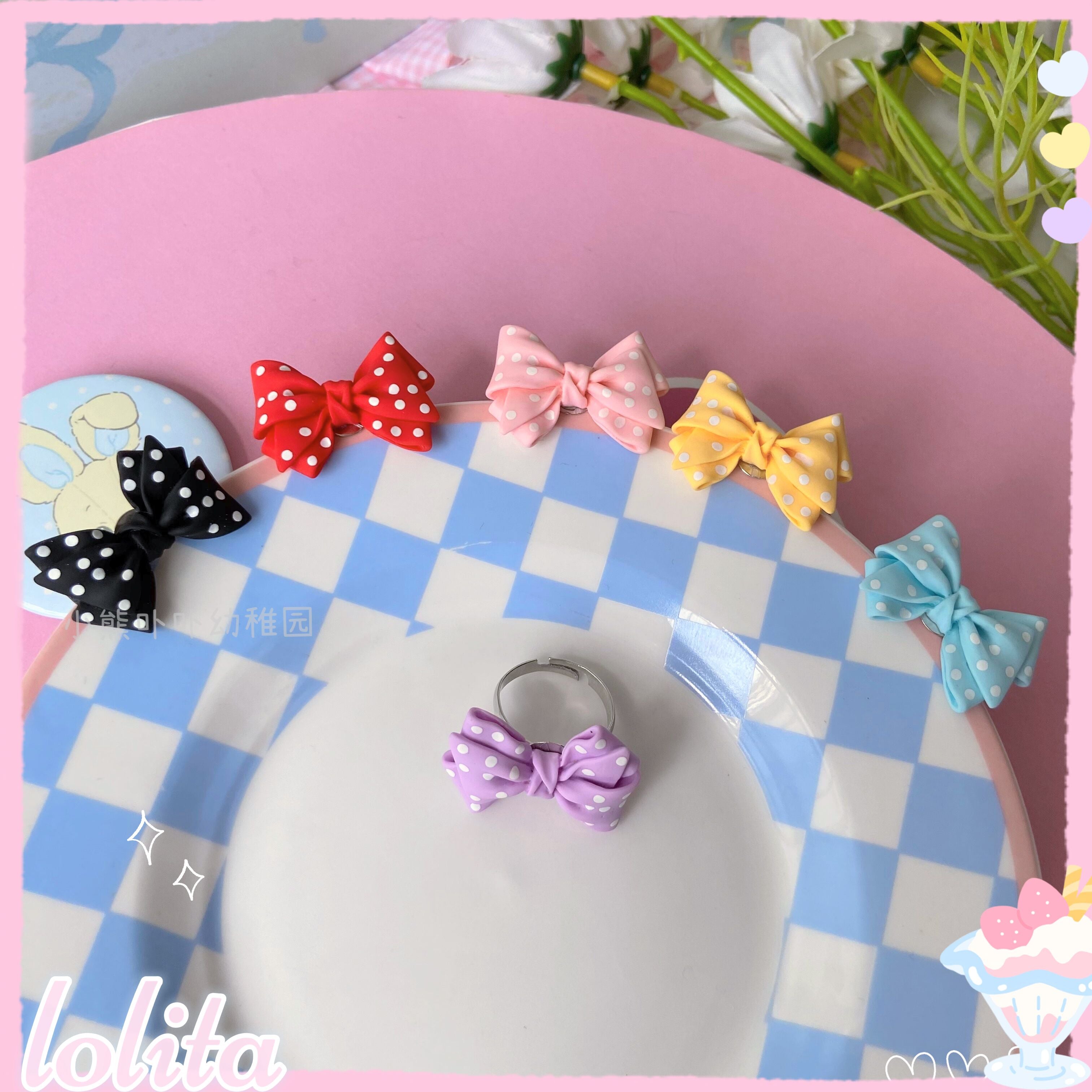 Bear Doll - Kawaii and Sweet Lolita Bowknot Ring purple