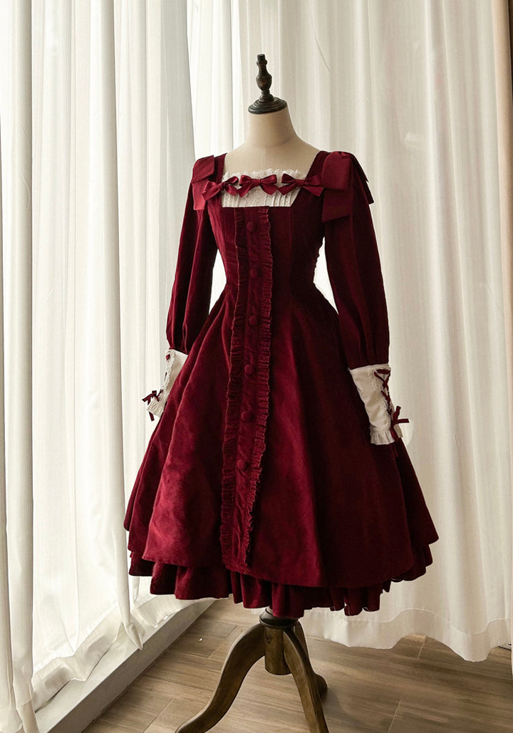 (BuyForMe) Sweet Wood~Annie's Gift~Elegant Velvet Lolita OP Dress   