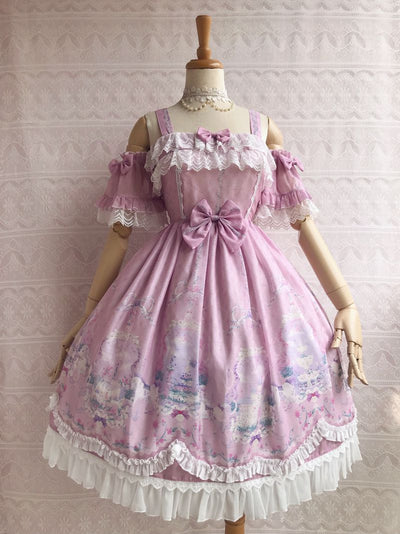 Yilia~Unicorn's Secret Garden Summer Lolita JSK Dress XS pink 