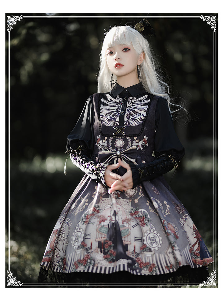 YingLuoFu~Black Fairytale~Gothic Twins Lolita JSK   