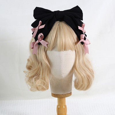 Xiaogui~Four O'clock Flower~Cotton Doll-like Lolita Headdress black and pink toothed headband  