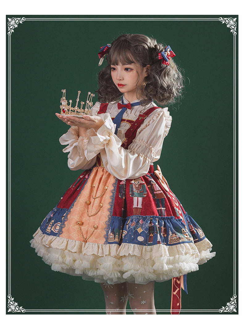 YingLuoFu - Santa Clara - Kawaii School Lolita JSK S JSK dress+waist band+necktie