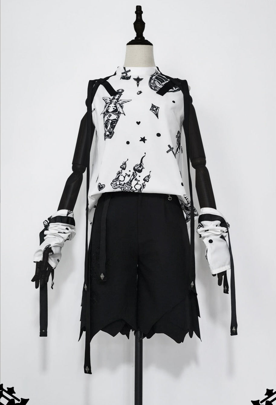 Princess Chronicles - Shadow Story - Sleeveless Ouji Lolita Shirt S Shirt and cuffs only