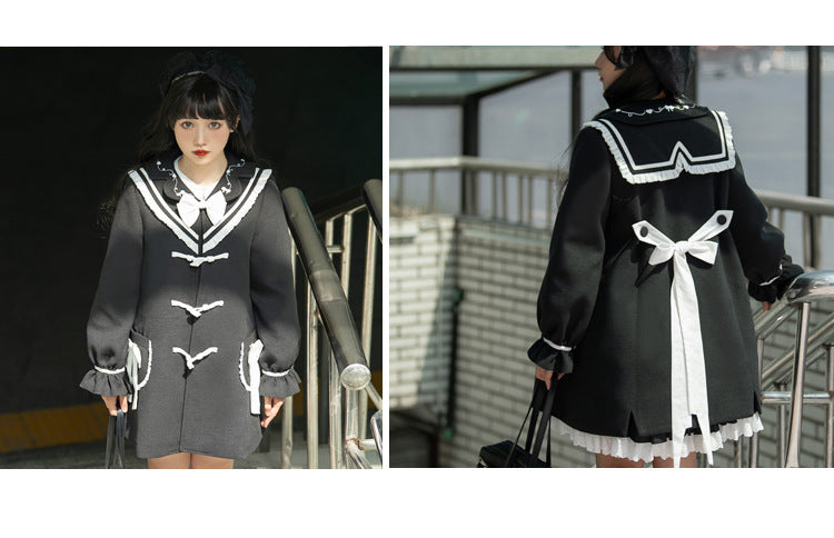 Eieyomi~Deck Log Japanese Preppy Style Lolita JK Coat   
