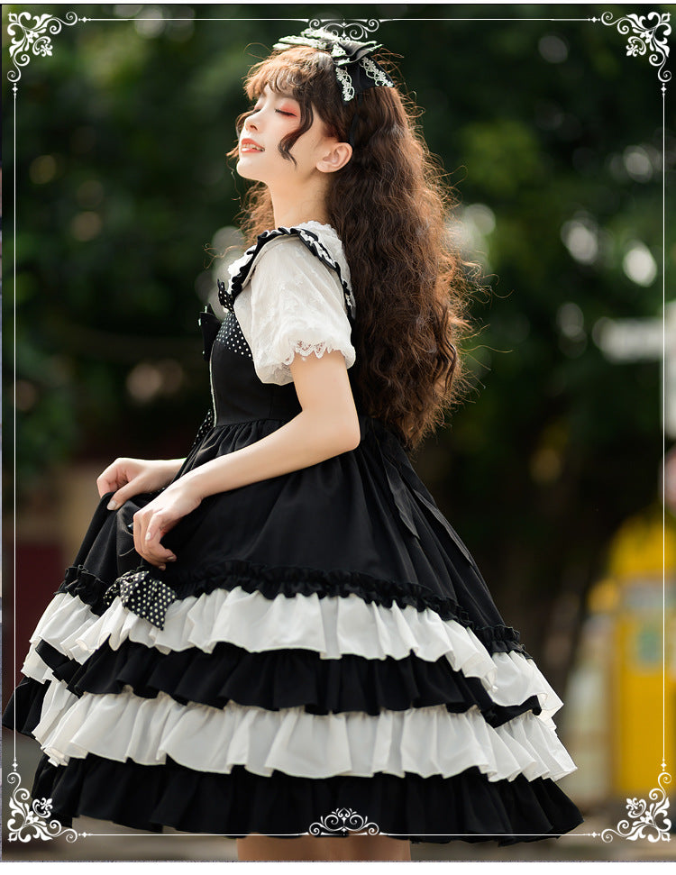 Eieyomi - Sweet Heart Black Lolita Jumper Dress