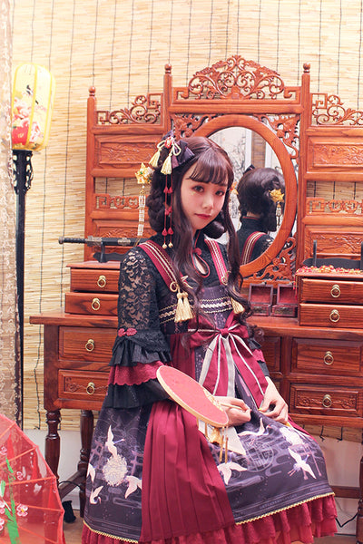 Alice Girl-Return of Crane~Wa Lolita Hairpin Tassels Headdress   