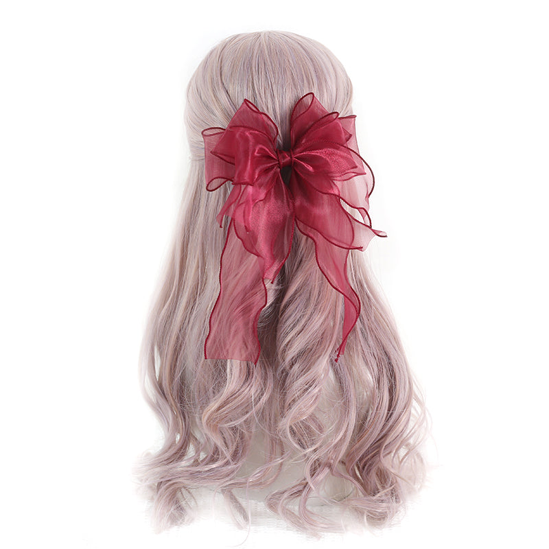 Xiaogui~Large Bowknot Elegant Lolita Headdress claret fish mouth clip（8cm）  