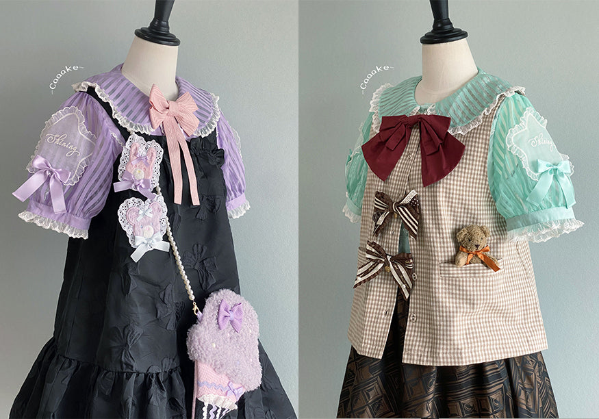 (Buyforme)Cat and Campanula~Star Candy~Stripes Cotton Lolita Shirt   