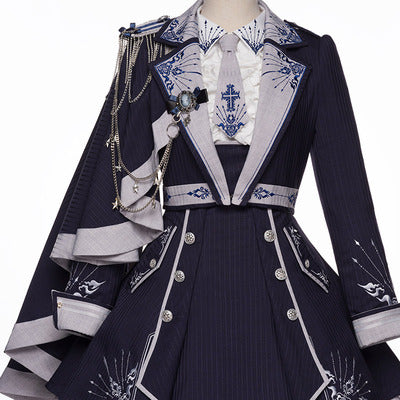 Youpairui - Sheffield - British Style Lolita JSK Set One Size epaulets cloak