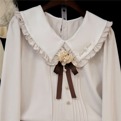 Eessily Verse~Spring Picnic~Embroidered Han Lolita Suits S ivory long sleeve shirt 