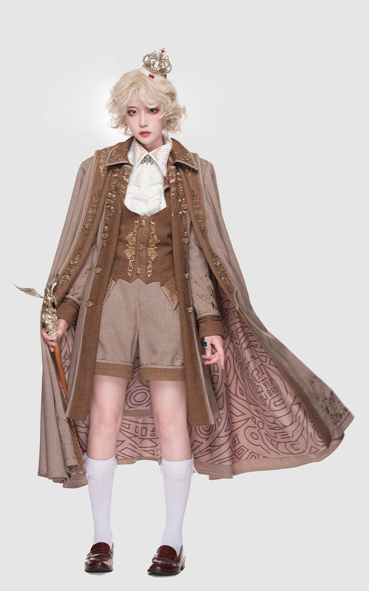 Youpairui - Sheffield - British Military Ouji Lolita Long Coat Full Set S female blouse only