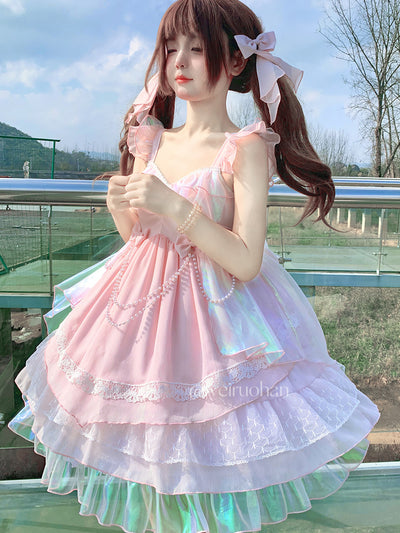 (Buy for me)ZhiJinYuan~Estelle~Sweet Lolita Summer Colorful JSK S pink side clip 