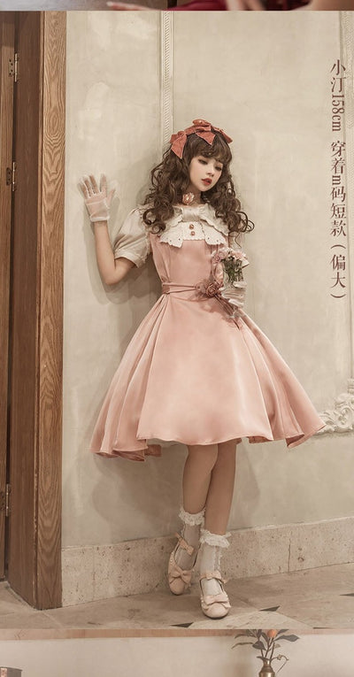 ZeeYe~Night Rose~ Classic Lolita OP Dress S long pink long sleeve