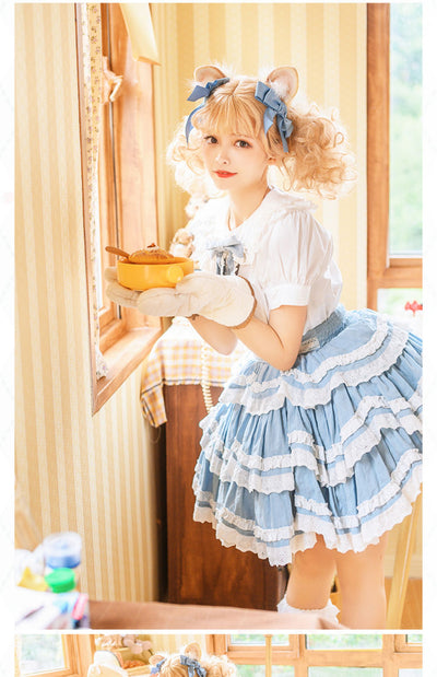 With PUJI~Summer Fresh Multicolors Tiered Lolita Skirt   