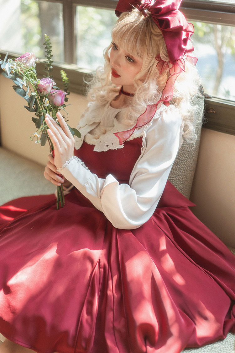 ZeeYe~Night Rose~ Classic Lolita OP Dress S long wine red long sleeve