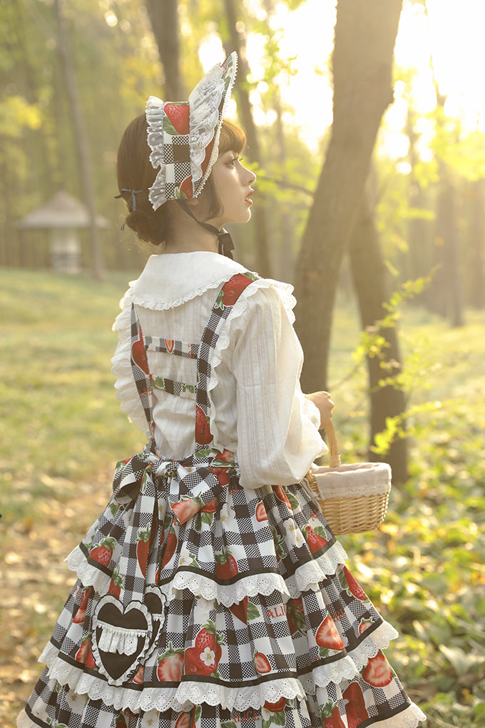 Alice Girl~Sweet Plaid Lolita Salopette Dress   