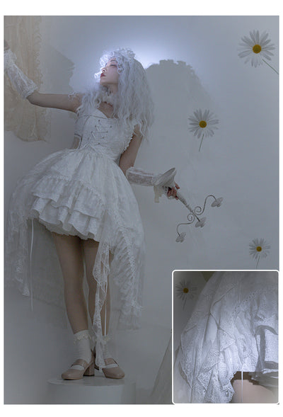 With PUJI~White Lover~Elegant Shiro Lolita Jumper Dress   
