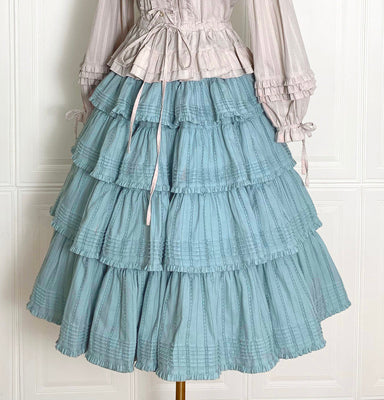 Boguta - Heidi Cotton Lolita Tiered SK Skirt M pea green