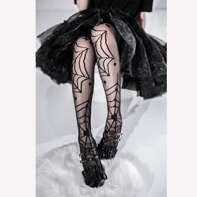 Roji roji~Gothic Lolita Glass Yarn Knee Socks Free size black 