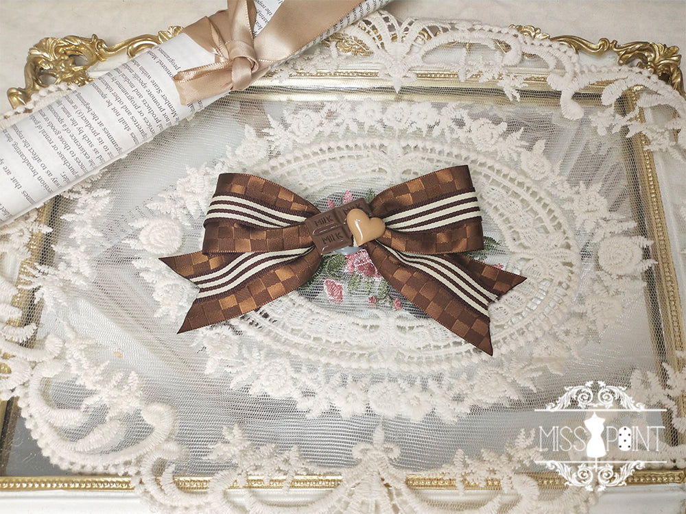 Miss Point~Chocolate Daily Lolita Bow KC Brooch dual-use striped bow brooch hairclip  