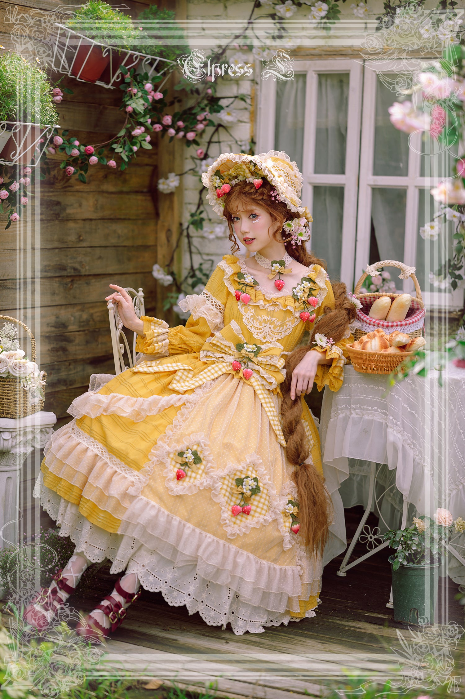 Elpress L - Peach Fragrance - Country Lolita Multicolors Strawberry Lolita OP Dress