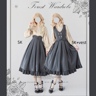 Forest Wardrobe~North of the Forest~Classic Lolita Striped Vest Skirt Set   