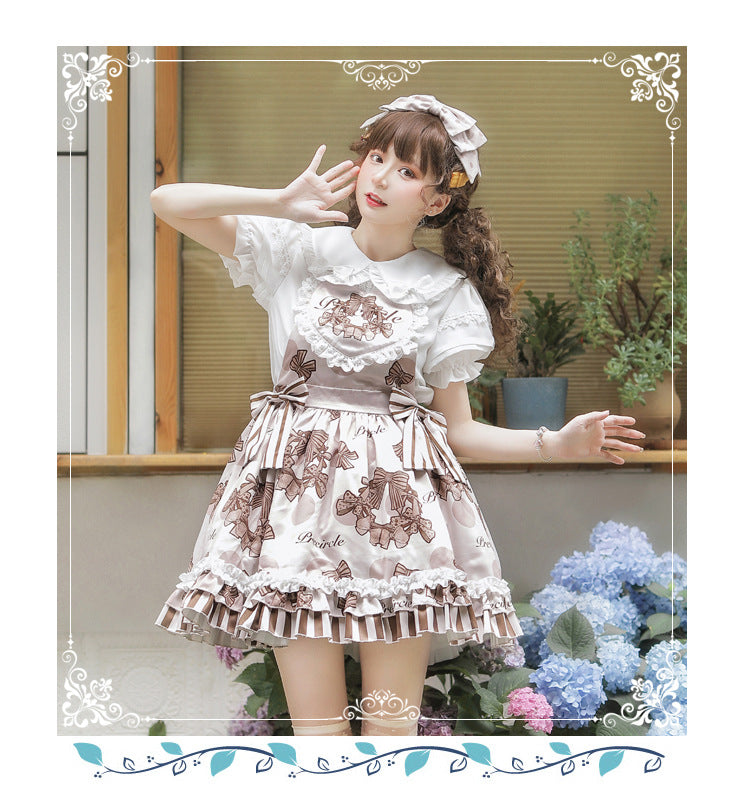 Eieyomi~Chocolate Garland~Kawaii Lolita Summer Dairy Salopette   