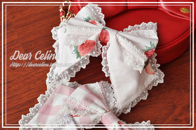 Dear Celine~Strawberry Ice Cream Lolita Bow Headband   