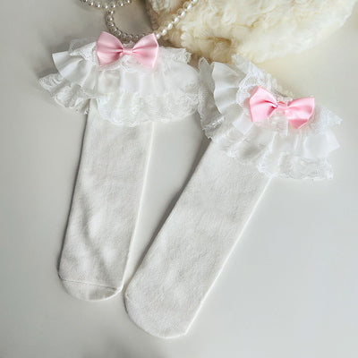 (BuyForMe) Mixiu~Child and Adults Princess Lolita Bow Socks free size (1-13 years old) pink 